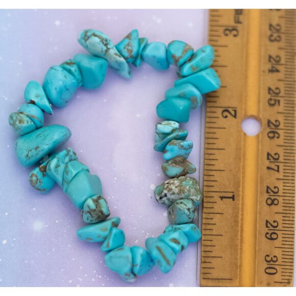 Vintage Mermaid Aquamarine Blue Stones Beaded Bracelet | 7 inch | J28 - Picture 3 of 3